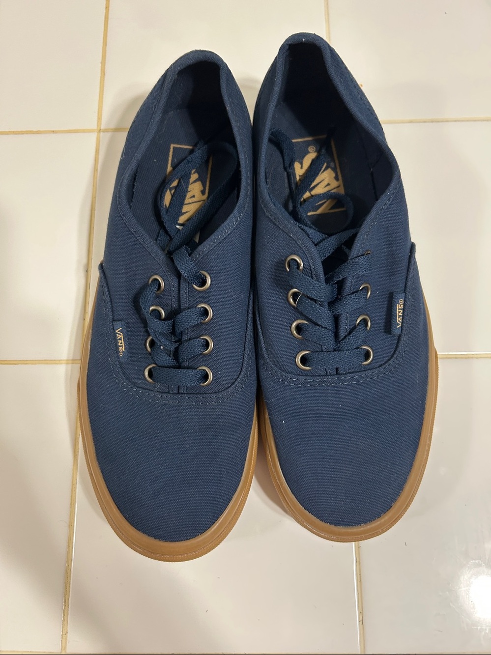 Vans Men’s Navy Canvas Sneakers with Gum Outsole